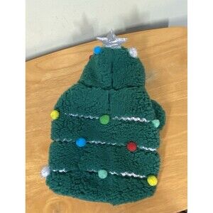 Merry & Bright Christmas Tree Dog Hoodie Costume Polyester Sz XS Holiday
